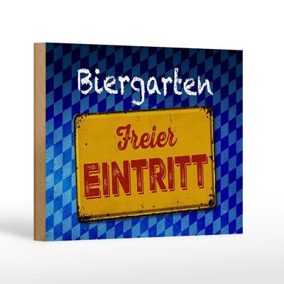 Cartel de madera Baviera 18x12 cm decoración de entrada gratuita al jardín de cerveza