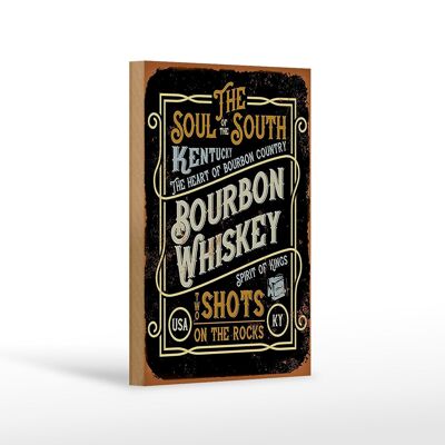 Cartel de madera que dice 12x18 cm Decoración de tragos de whisky Bourbon en las rocas