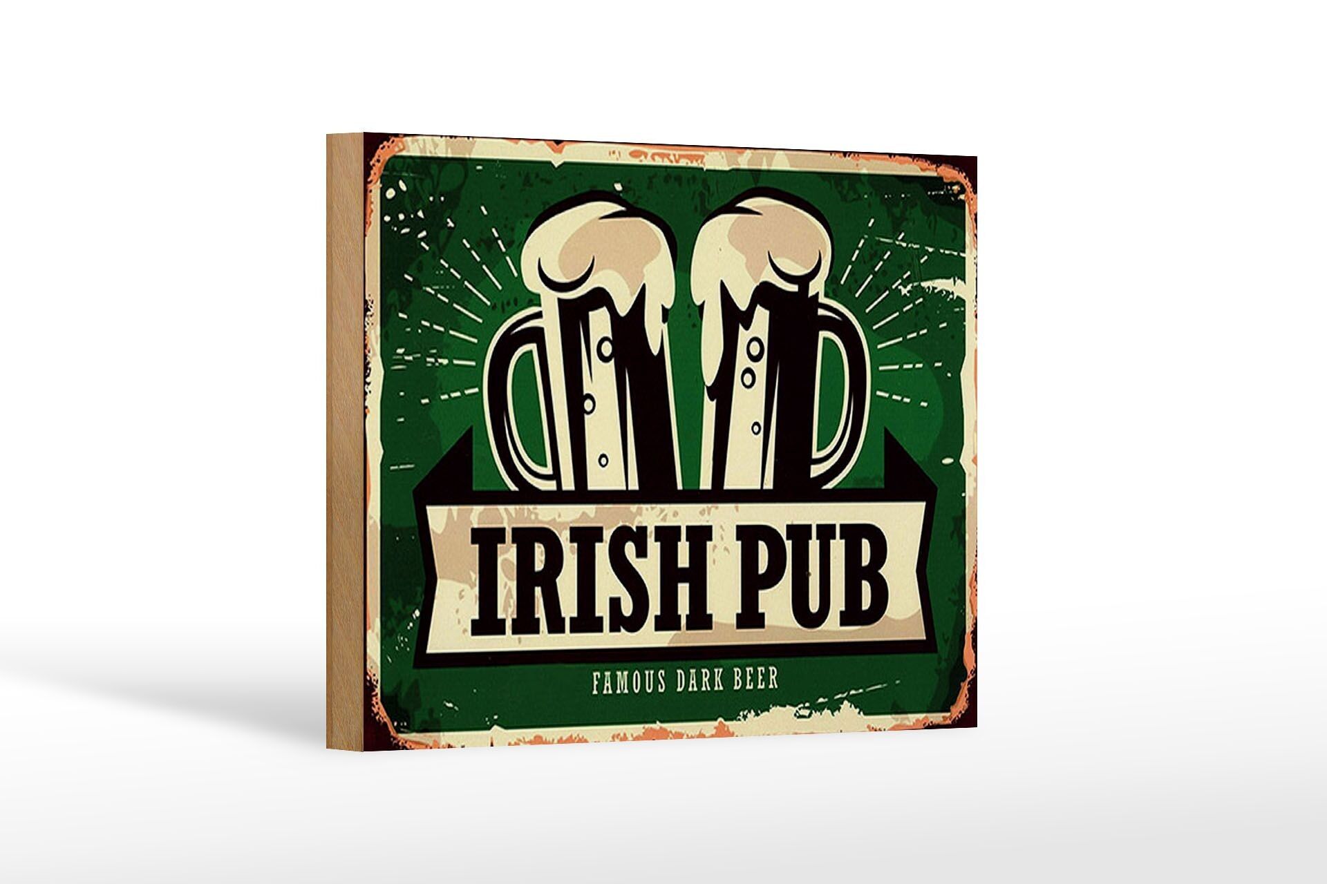Panneau en bois indiquant 18x12 cm Irish Pub célèbre bière brune décoration de bière