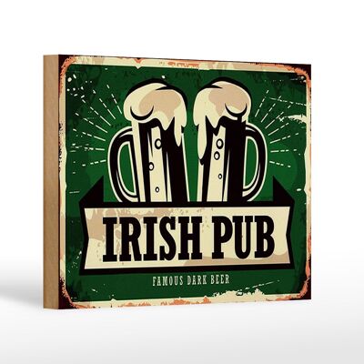 Cartello in legno con scritta 18x12 cm Irish Pub famosa decorazione birra scura