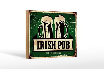 Panneau en bois indiquant 18x12 cm Irish Pub célèbre bière brune décoration de bière 1