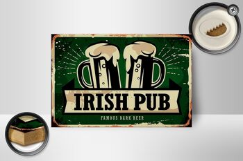 Panneau en bois indiquant 18x12 cm Irish Pub célèbre bière brune décoration de bière 2