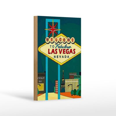 Cartel de madera que dice 12x18 cm bienvenido a la fabulosa decoración de Las Vegas