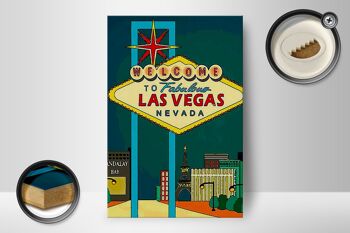 Panneau en bois disant 12x18 cm bienvenue dans la fabuleuse décoration de Las Vegas 2