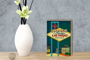 Panneau en bois disant 12x18 cm bienvenue dans la fabuleuse décoration de Las Vegas 3