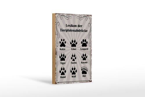 Holzschild Spruch 12x18cm Lexikon Tierpfotenabdrücke Tiere Dekoration