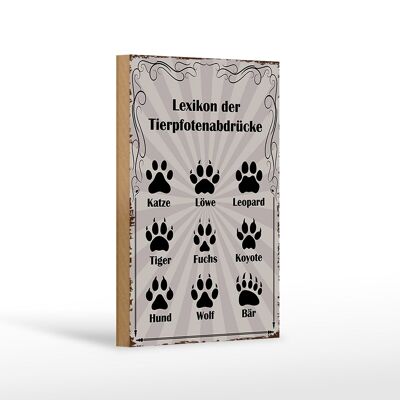 Wooden sign saying 12x18cm lexicon animal paw prints animals decoration