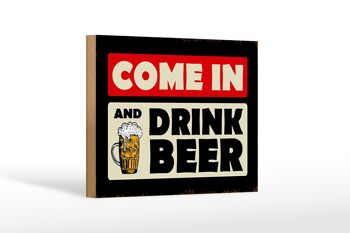 Panneau en bois indiquant 18x12 cm, entrez et buvez de la bière, décoration de bière 1