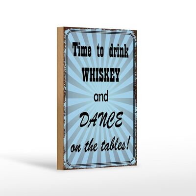 Cartello in legno con scritta 12x18 cm "È ora di bere whisky" e decorazione da ballo