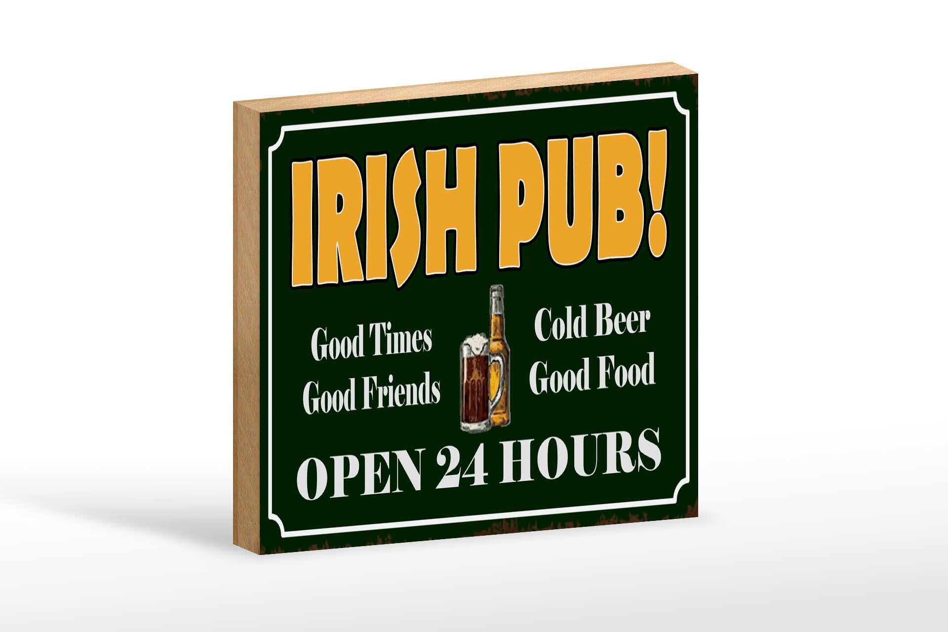 Panneau en bois indiquant 18x12 cm Irish Pub gold Beer open 24 décoration