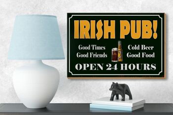Panneau en bois indiquant 18x12 cm Irish Pub gold Beer open 24 décoration 3