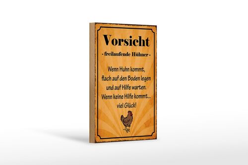 Holzschild Spruch 12x18 cm Vorsicht freilaufende Hühner Dekoration