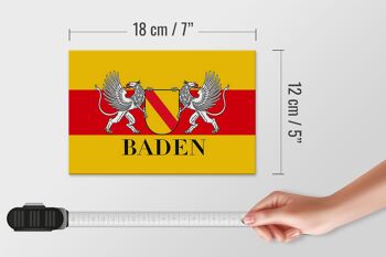Drapeau panneau en bois 18x12 cm Armoiries de Baden décoration murale 4