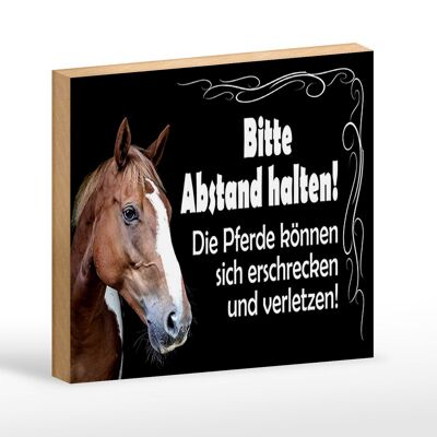 Holzschild Spruch 18x12 cm bitte Abstand halten Pferde Dekoration