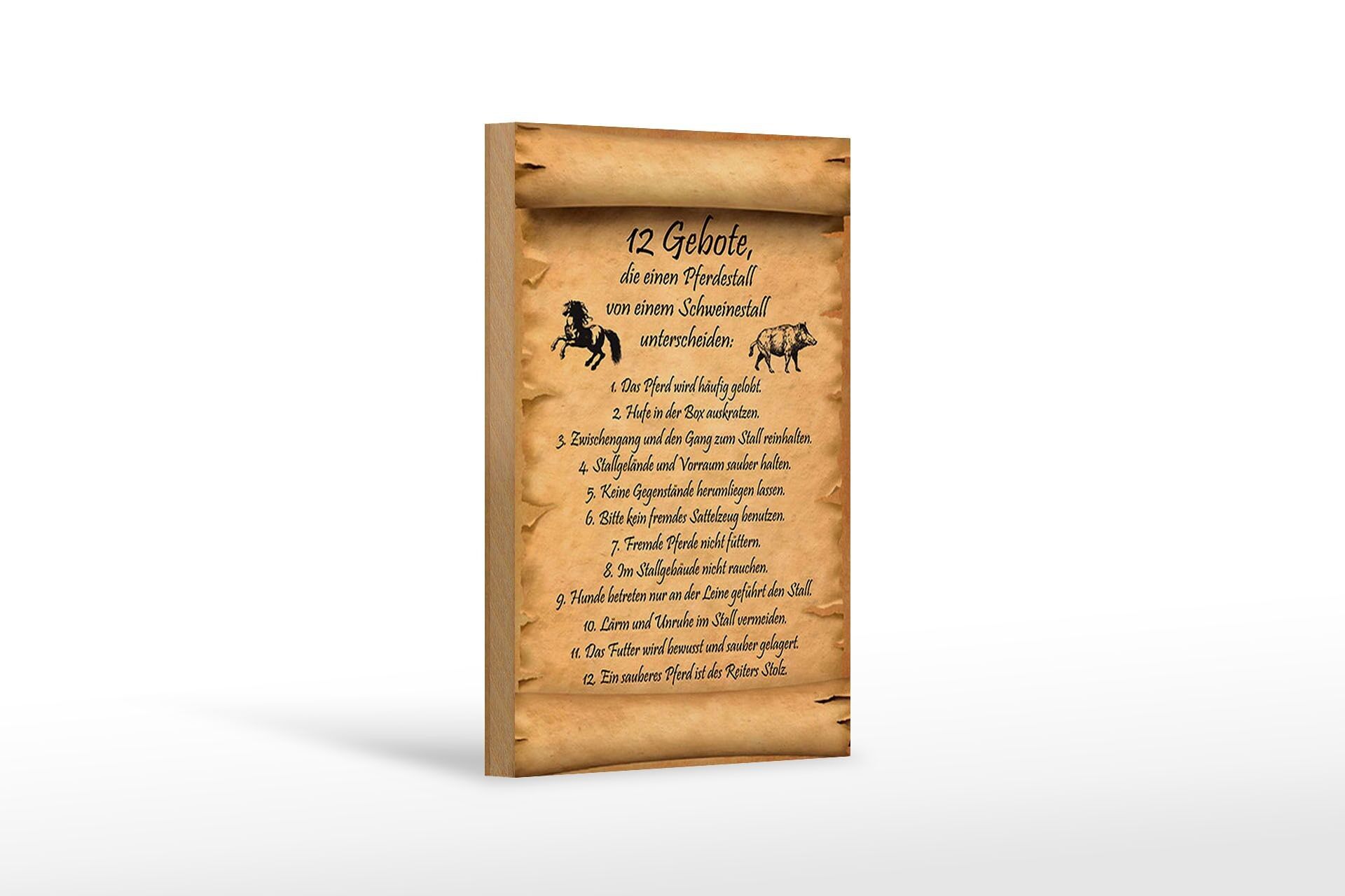 Cartello in legno con scritta "Comandamenti" 12x18 cm, decorazione per porcile, stalla per cavalli