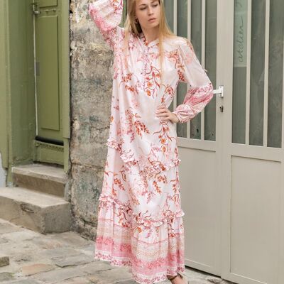 Long floral print shirt dress
