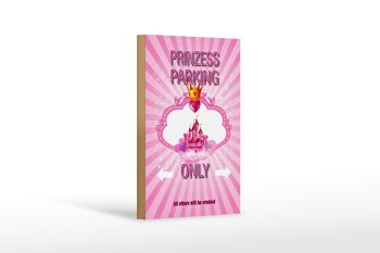 Panneau en bois indiquant 12x18cm Princesse parking uniquement décoration couronne rose 1