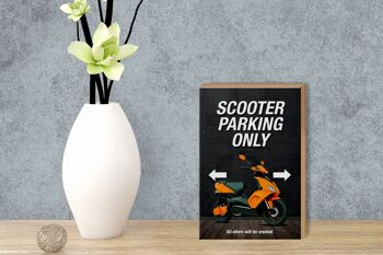 Panneau en bois indiquant 12x18 cm Parking scooter uniquement toutes les autres décorations 3