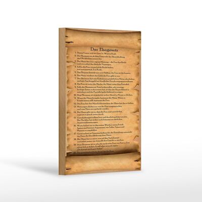 Cartel de madera que dice 12x18 cm la ley del matrimonio si palabra vigente decoración