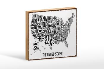 Carte panneau en bois 18x12 cm Décoration États-Unis Texas Kansas 1