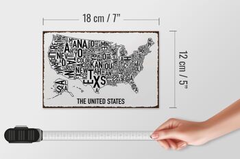 Carte panneau en bois 18x12 cm Décoration États-Unis Texas Kansas 4