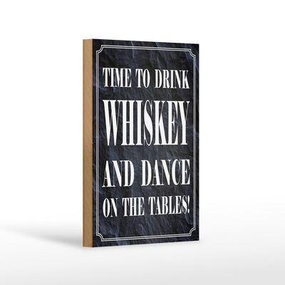 Cartello in legno con scritta timedrink whisky 12x18 cm e decorazione danza