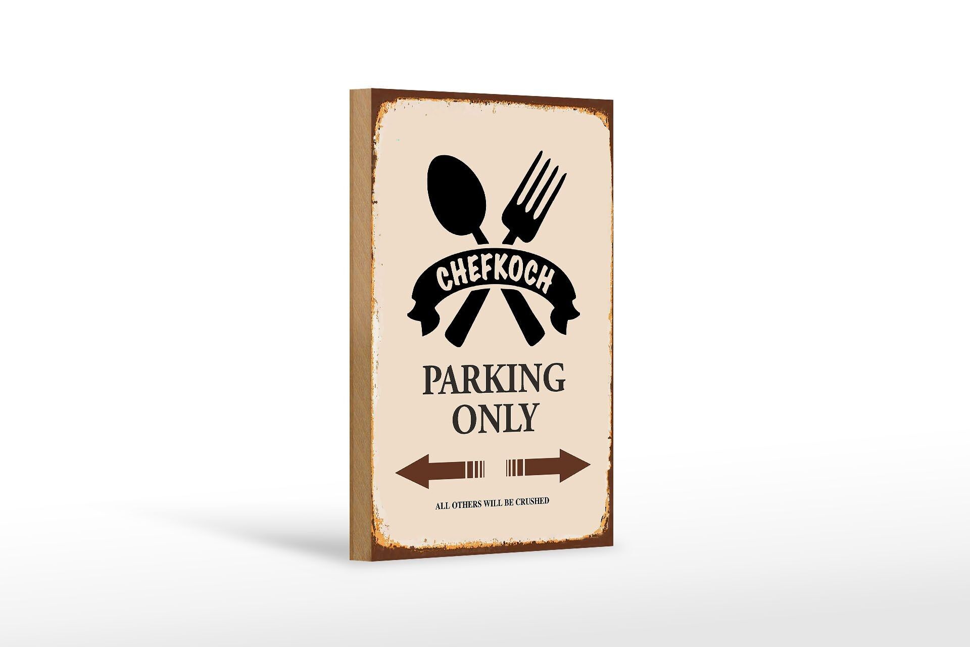 Cartel de madera que dice 12x18 cm chef parking only decoración