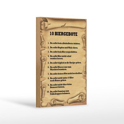 Panneau en bois disant 12x18 cm 10 commandements de bière, vous ne devez pas décorer