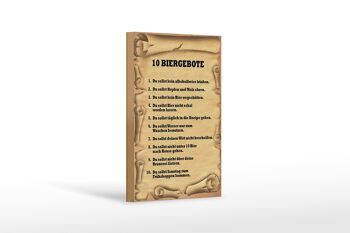 Panneau en bois disant 12x18 cm 10 commandements de bière, vous ne devez pas décorer 1