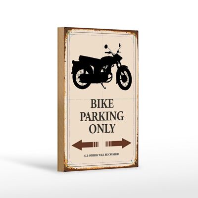 Cartello in legno con scritta 12x18 cm Parcheggio bici solo decorazione moto