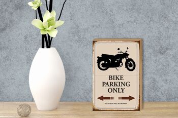 Panneau en bois indiquant 12x18 cm Parking vélo uniquement décoration moto 3