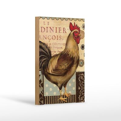 Cartel de madera que dice 12x18 cm pollo nostálgico decoración antigua vintage