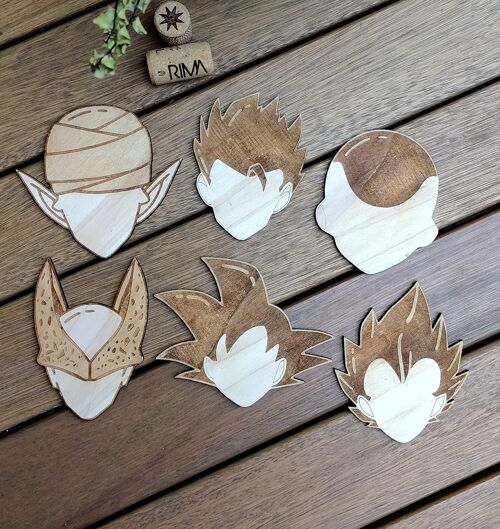 Set of 6 Dragon Ball Wood Coasters - Housewarming Gift - DBZ
