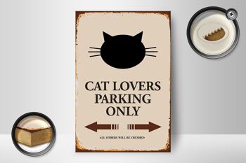 Panneau en bois disant 12x18 cm Amoureux des chats Parking uniquement Décoration pour chats 2