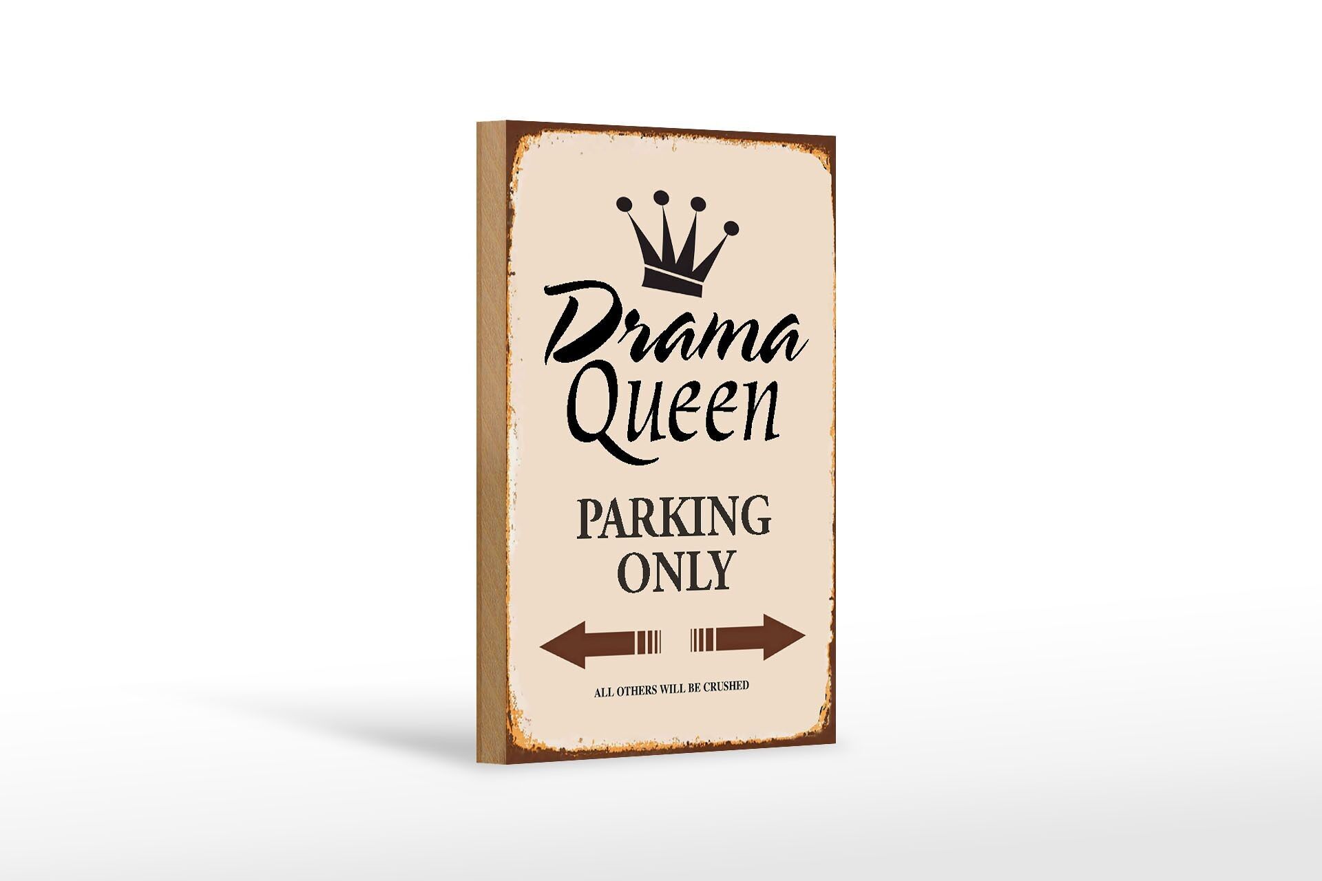 Cartello in legno con scritta "Drama Queen" solo parcheggio, 12x18 cm, decorazione