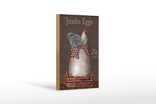 Holzschild Spruch 12x18 cm Huhn jumbo Eggs 25 c a dozen Dekoration