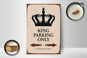 Panneau en bois indiquant 12x18 cm King parking uniquement décoration corona 2