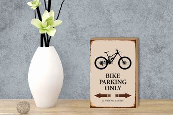 Panneau en bois indiquant 12x18 cm Décoration Parking vélo uniquement 3