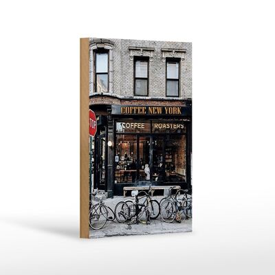 Cartel de madera que dice 12x18 cm Café decoración de café de Nueva York