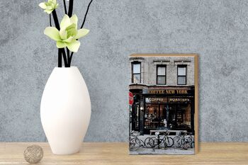 Panneau en bois disant 12x18 cm Café new York décoration café 3