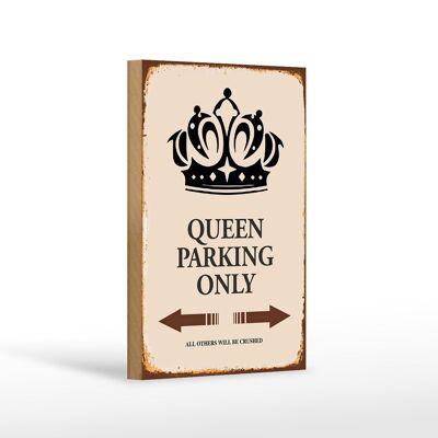 Cartello in legno con scritta 12x18 cm Queen Parking solo decorazione corona