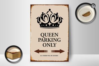 Panneau en bois indiquant 12x18cm Queen parking uniquement décoration corona 2