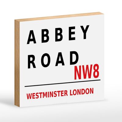 Cartel de madera Londres 18x12 cm Street Abbey Road NW8 decoración