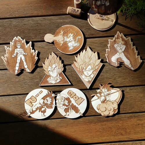 Set of 8 Dragon Ball Wood Coasters - Housewarming Gift - DBZ