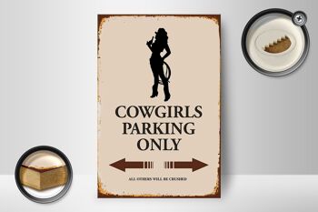 Panneau en bois indiquant 12x18 cm Décoration Cowgirls parking only 2