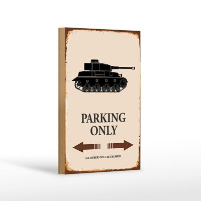 Letrero de madera que dice 12x18 cm tanque estacionamiento solo decoración