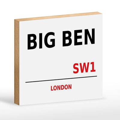 Cartello in legno Londra 18x12 cm Street Big Ben SW1 cartello bianco