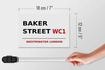 Panneau en bois Londres 18x12cm Street Baker street WC1 panneau blanc 4