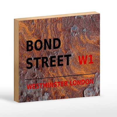Cartel de madera Londres 18x12 cm decoración Bond Street W1