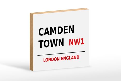 Holzschild London 18x12cm England Camden Town NW1 weißes Schild